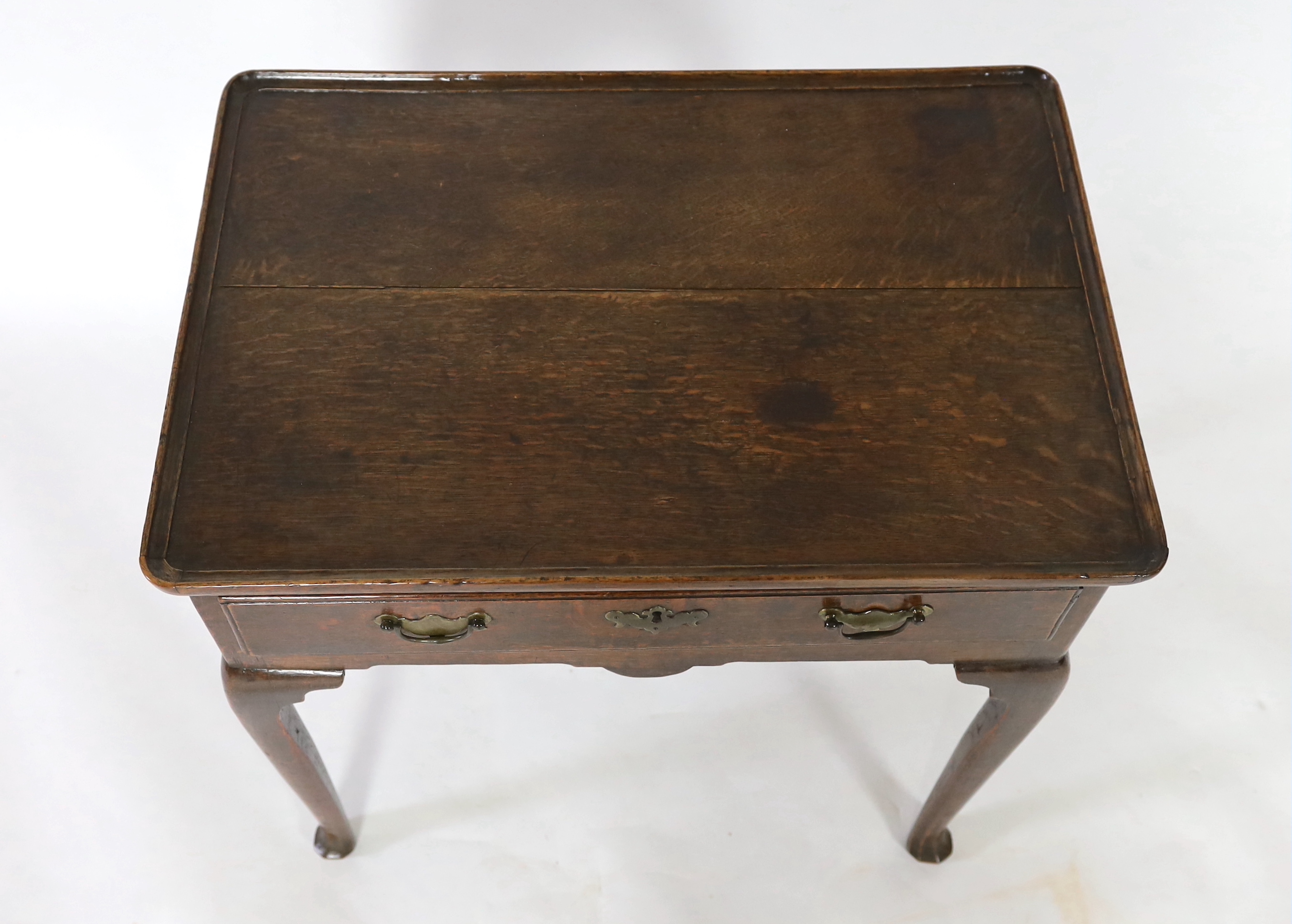 A George II oak side table, c.1750, width 71cm, depth 48cm, height 72cm